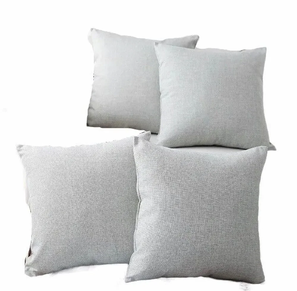 4 Pcs Deconovo 22” Light Gray Linen Blend Pillow Covers Square